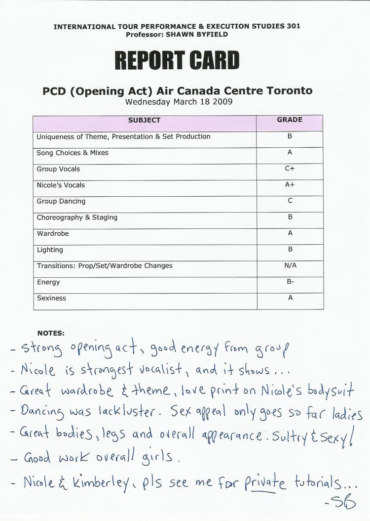 PCD Toronto Report Card